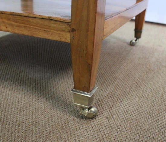  Rolling trolley in blond Walnut, Directoire taste - 1st part of the 19th century