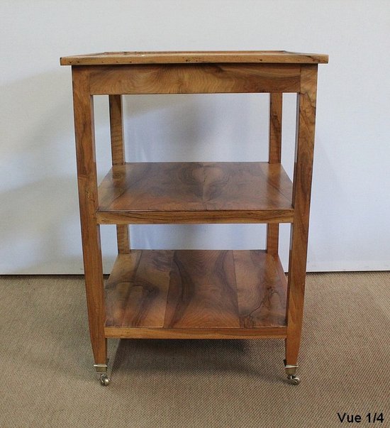  Rolling trolley in blond Walnut, Directoire taste - 1st part of the 19th century