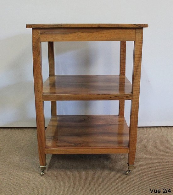  Rolling trolley in blond Walnut, Directoire taste - 1st part of the 19th century