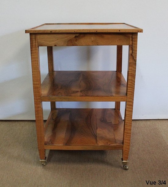  Rolling trolley in blond Walnut, Directoire taste - 1st part of the 19th century