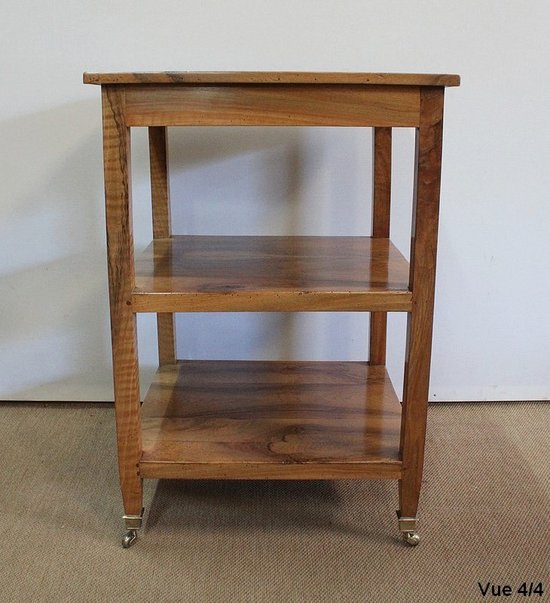  Rolling trolley in blond Walnut, Directoire taste - 1st part of the 19th century