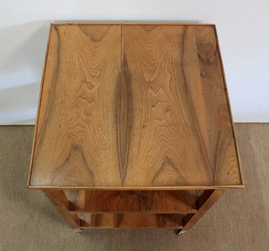  Rolling trolley in blond Walnut, Directoire taste - 1st part of the 19th century