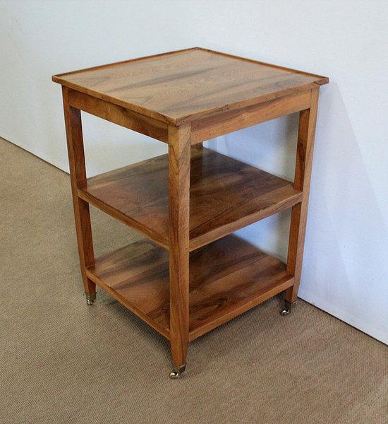  Rolling trolley in blond Walnut, Directoire taste - 1st part of the 19th century