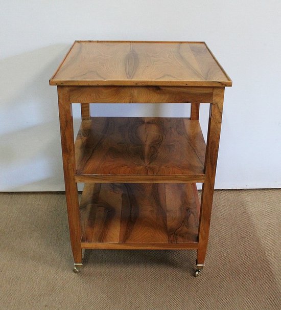  Rolling trolley in blond Walnut, Directoire taste - 1st part of the 19th century