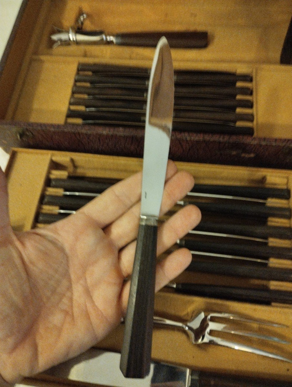 Knife Set - Macassar Ebony - Art Deco - 27 Pieces - V. 1930.