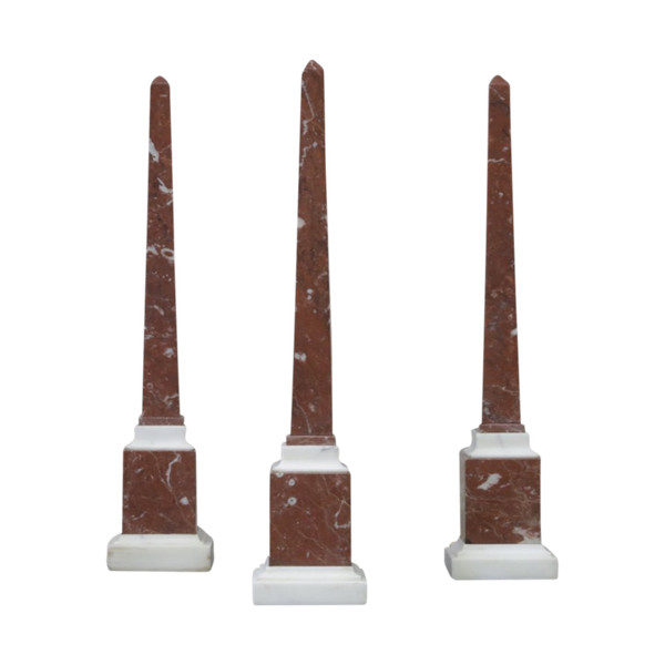 Suite of three marble obelisks, Italy, 20th century