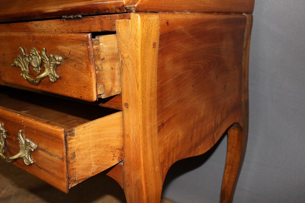 Louis XV sloping desk in walnut and 18th century marquetry