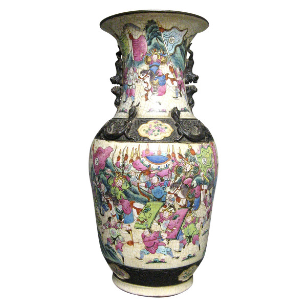 Grande vaso cinese in ceramica incrinata di Nanchino del XIX sec. Famiglia Rose.
