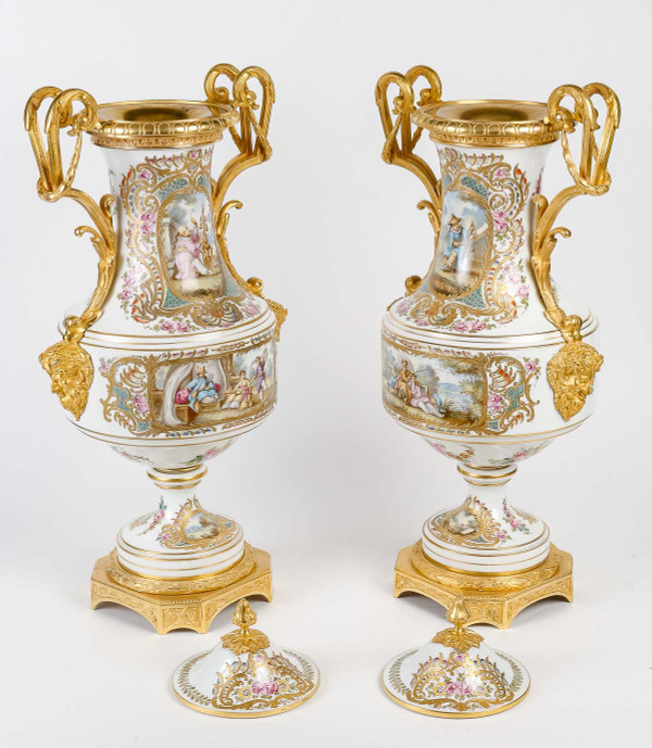 A large pair of 19th century sèvres porcelain vases