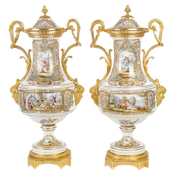 A large pair of 19th century sèvres porcelain vases