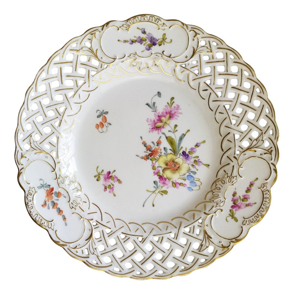 Assiette En Porcelaine Peinte de Saxe Hermann Ohme 19ème 