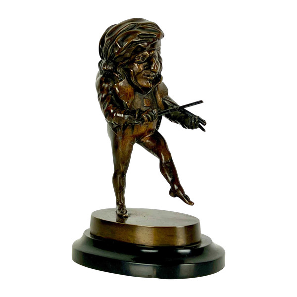 XIX secolo PIRROGENO / CARAZZE IN BRONZO SU BASE DI MARMO "LE GROTESQUE