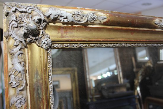 Patinated gold leaf mirror