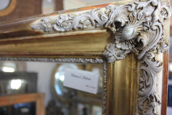 Patinated gold leaf mirror