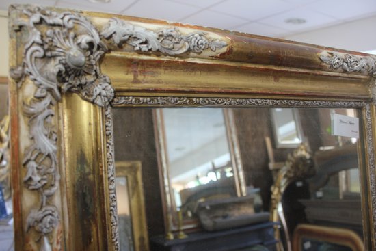 Patinated gold leaf mirror