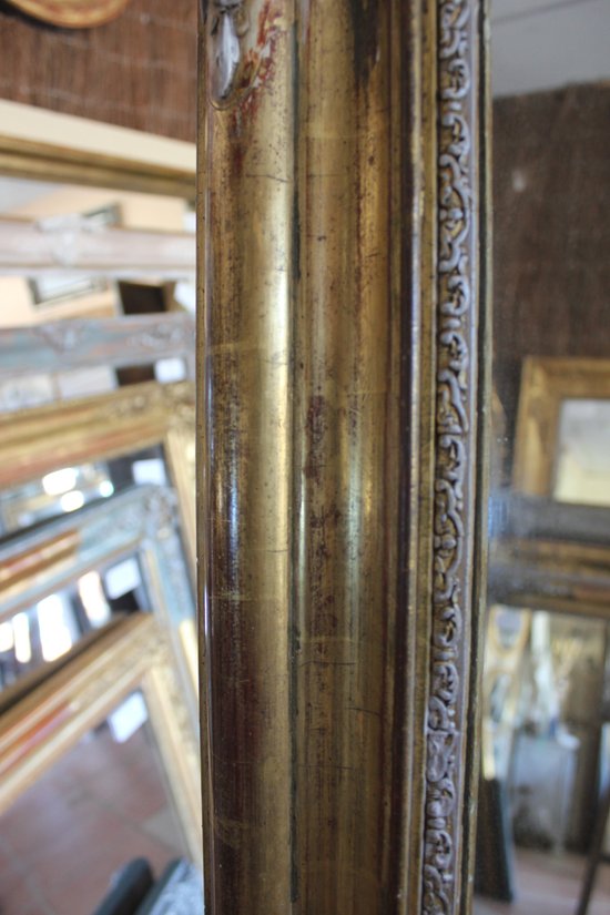 Patinated gold leaf mirror