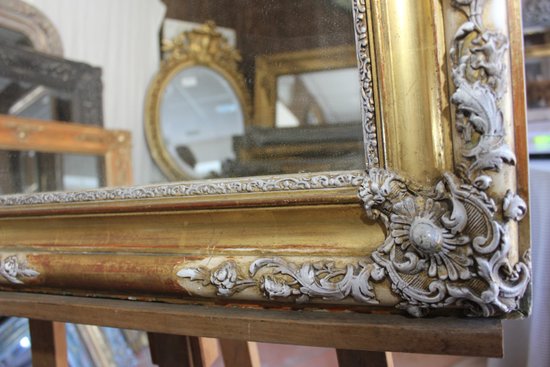 Patinated gold leaf mirror