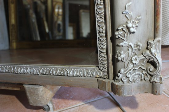 Old fireplace mirror with patina restoration