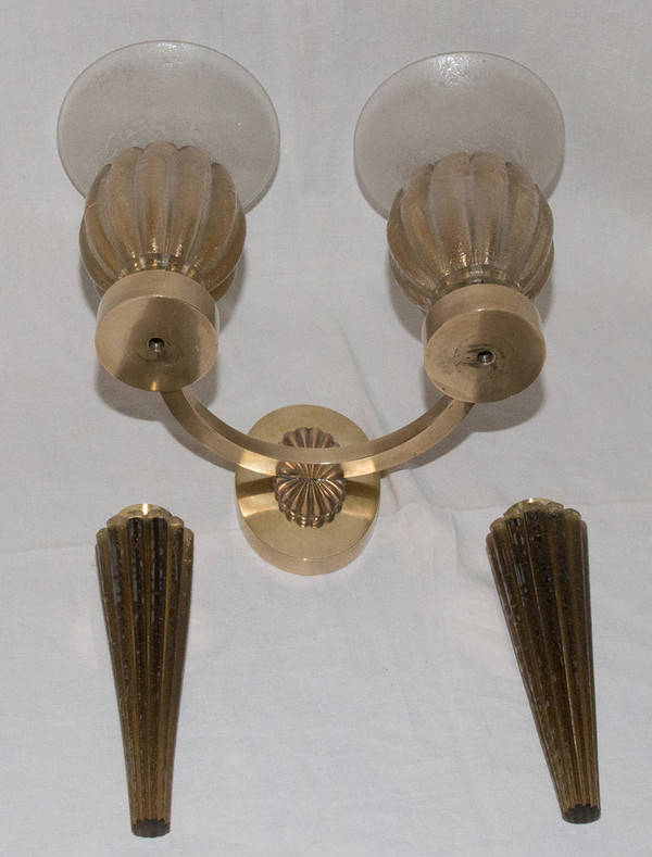 Paire d'Appliques De Murano, Seguso  Années 40