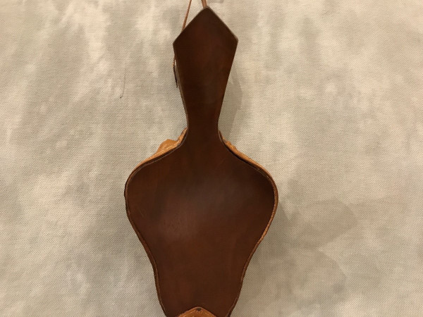 small antique mantelpiece bellows in varnished mahogany from the 19th century