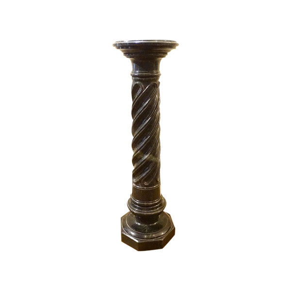 Grande Colonne Torse Sellette Marbre Vert Sculpté Napoléon III XIXè Siècle