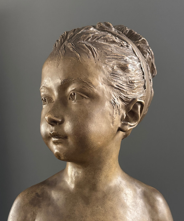 d'Après Houdon, Sculpture Buste De Louise Brongniart Terracotta 19th century