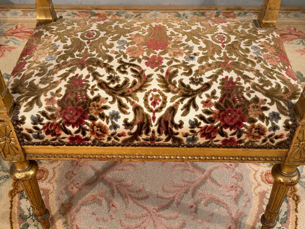 Panca per pianoforte in legno dorato in stile Luigi XVI Periodo Napoleone III