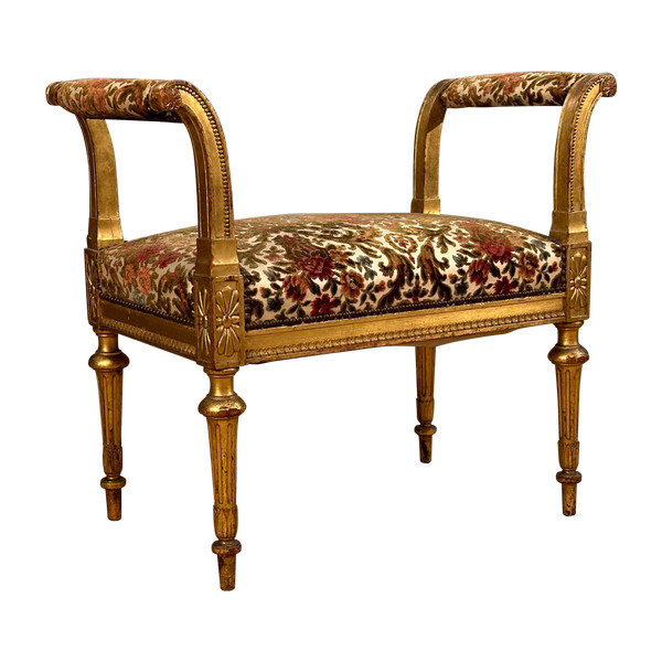 Panca per pianoforte in legno dorato in stile Luigi XVI Periodo Napoleone III