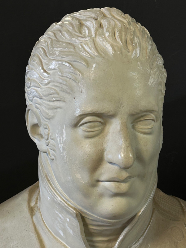 Grande busto in gesso di Carlo X in uniforme militare Fine XIX secolo