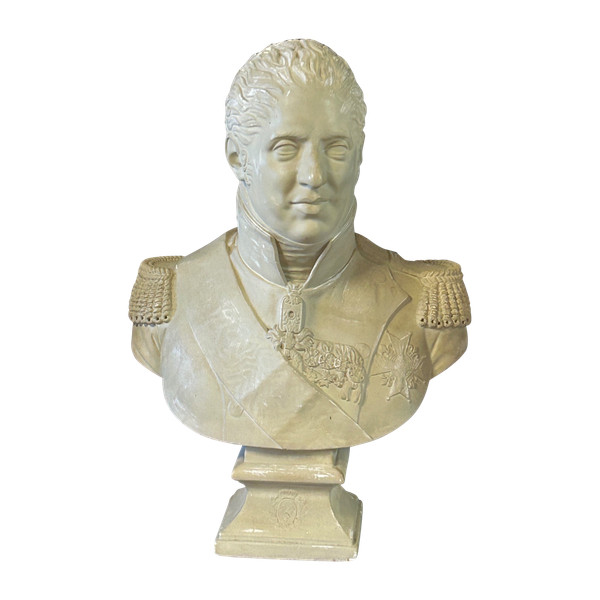 Grande busto in gesso di Carlo X in uniforme militare Fine XIX secolo