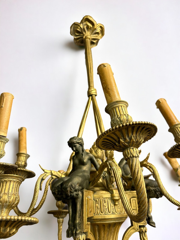 Louis XVI style gilt bronze and patina chandelier from the Napoleon III period