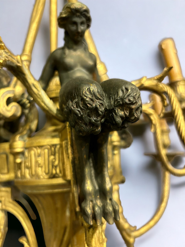 Louis XVI style gilt bronze and patina chandelier from the Napoleon III period