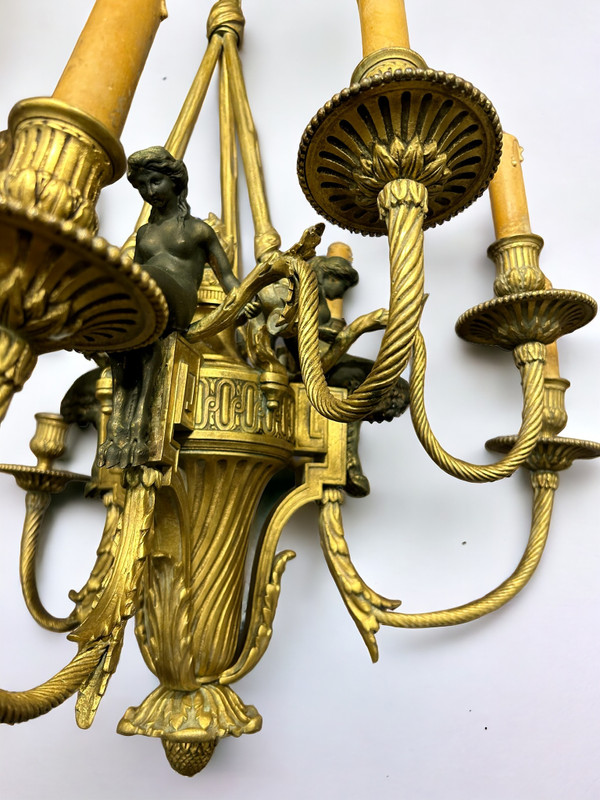 Louis XVI style gilt bronze and patina chandelier from the Napoleon III period