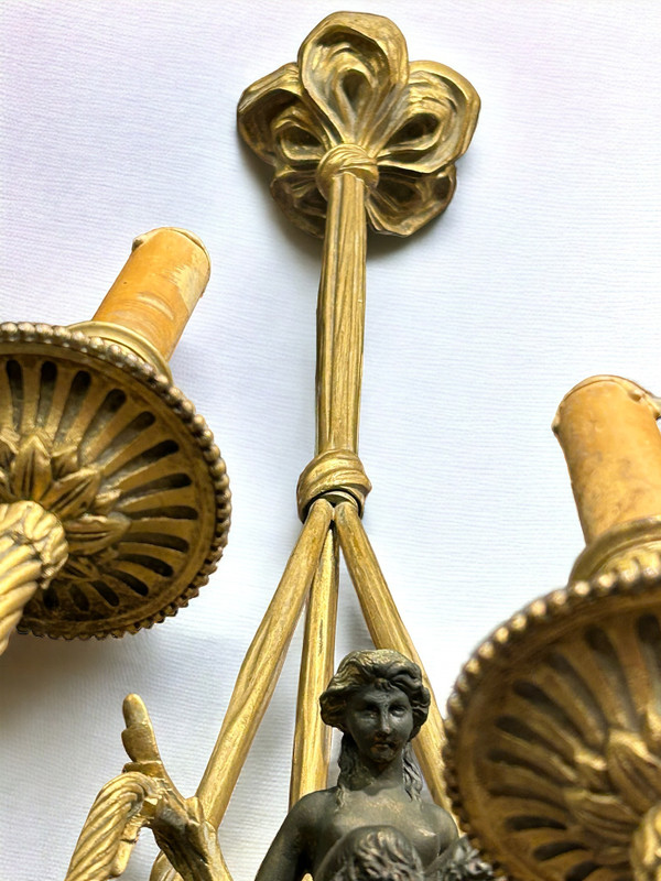 Louis XVI style gilt bronze and patina chandelier from the Napoleon III period