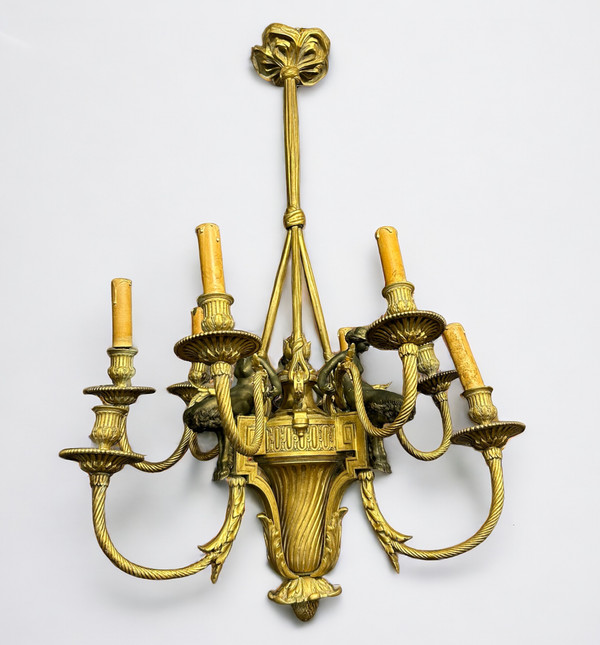 Louis XVI style gilt bronze and patina chandelier from the Napoleon III period