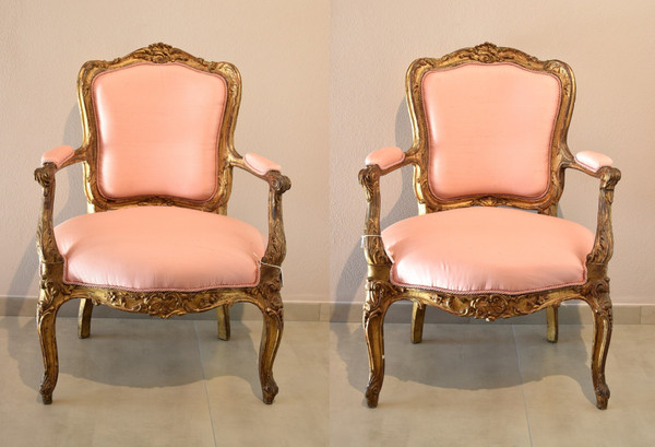 Pair Of Armchairs From The Rococo Period, France, 18th Century