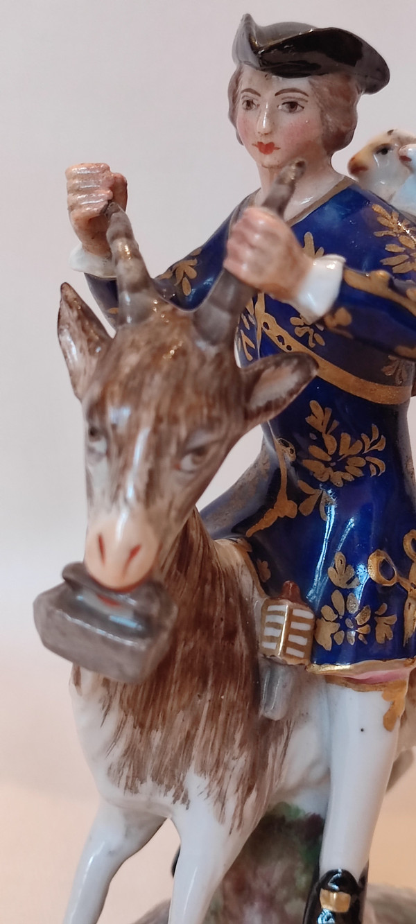 Tailor on a goat.porcelain Samson.Chesea