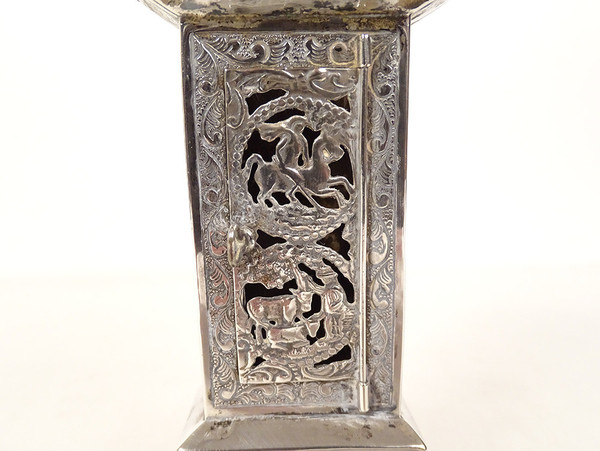 Miniatura di orologio da terra olandese in argento Vergine Venere XIX secolo