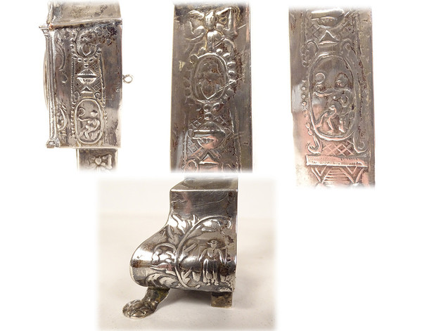 Miniatura di orologio da terra olandese in argento Vergine Venere XIX secolo