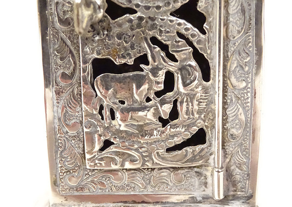 Miniatura di orologio da terra olandese in argento Vergine Venere XIX secolo
