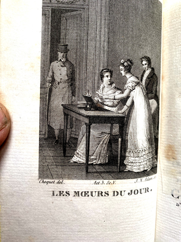 Charming set of 4 + 5 volumes in 16 Détouche et d'Harleville, Paris theater of 1820