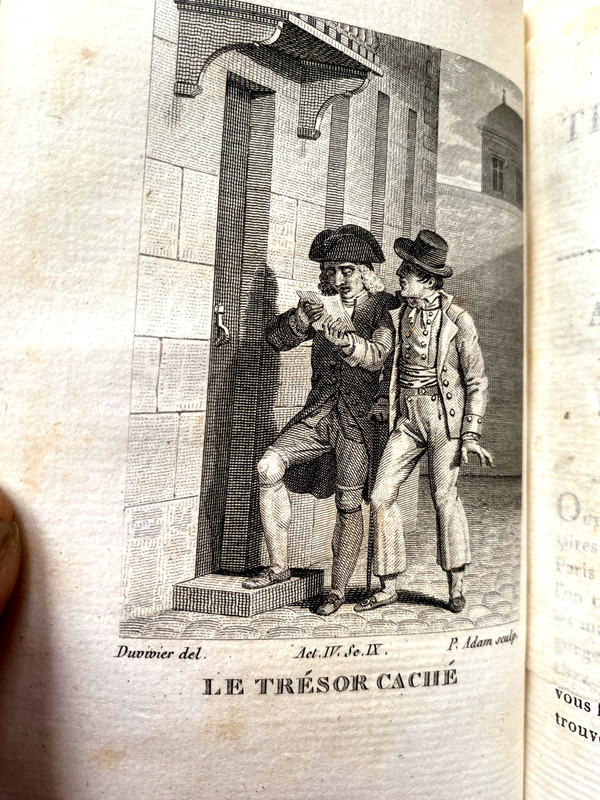 Charming set of 4 + 5 volumes in 16 Détouche et d'Harleville, Paris theater of 1820