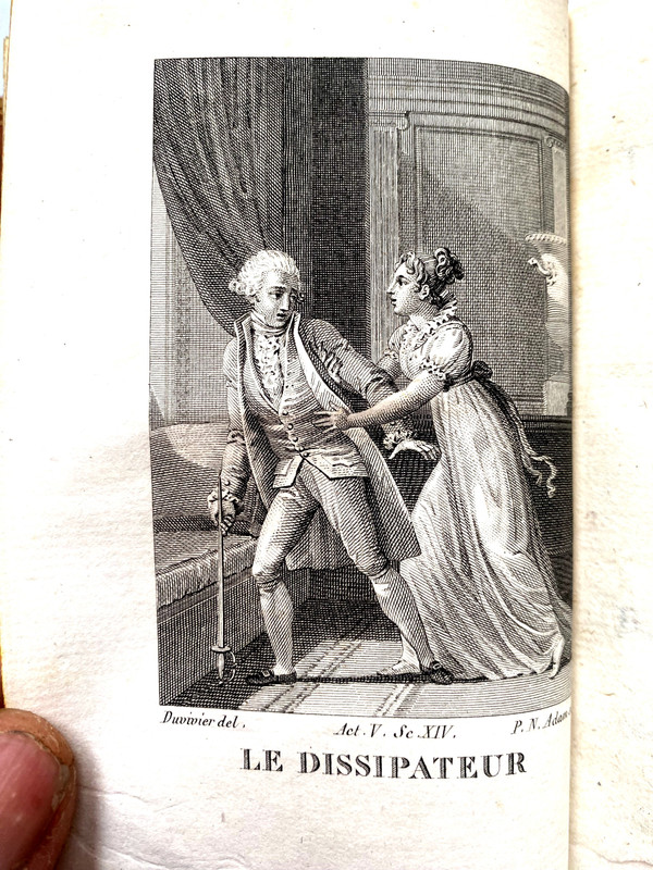 Charming set of 4 + 5 volumes in 16 Détouche et d'Harleville, Paris theater of 1820