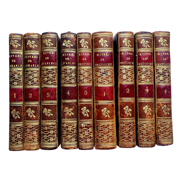 Charming set of 4 + 5 volumes in 16 Détouche et d'Harleville, Paris theater of 1820