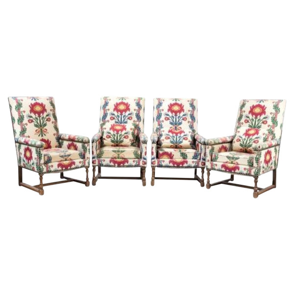 Set di quattro poltrone in stile Luigi XIV