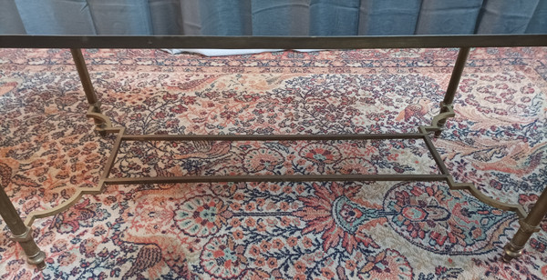 Table basse vintage en laiton et verre Maison Jansen