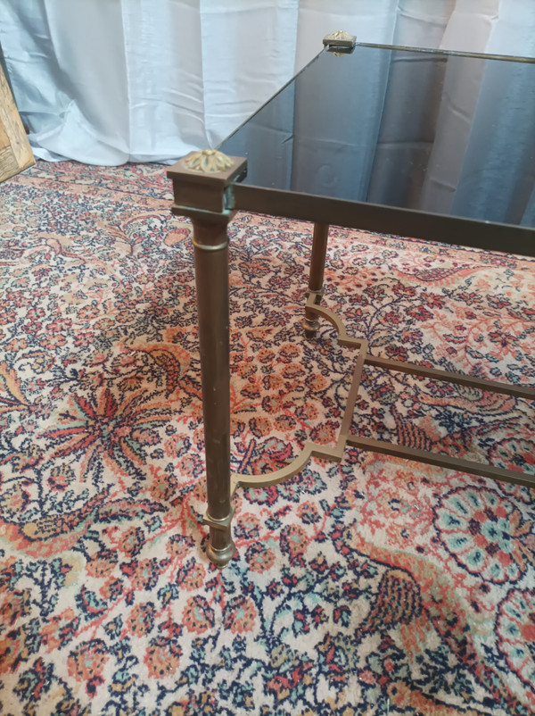 Table basse vintage en laiton et verre Maison Jansen