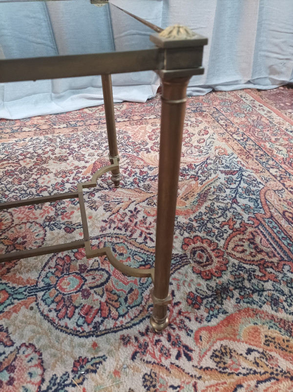Table basse vintage en laiton et verre Maison Jansen