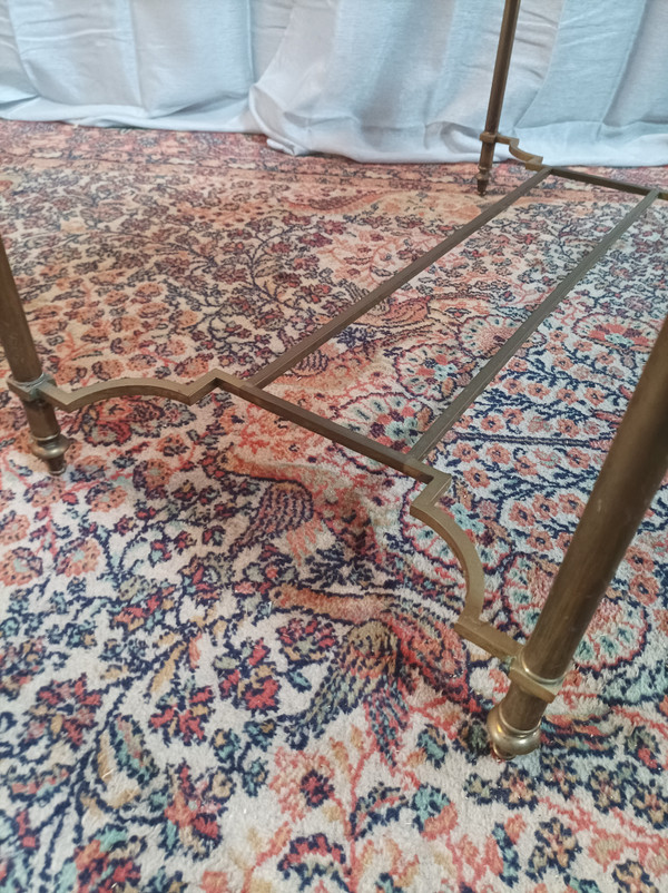 Table basse vintage en laiton et verre Maison Jansen
