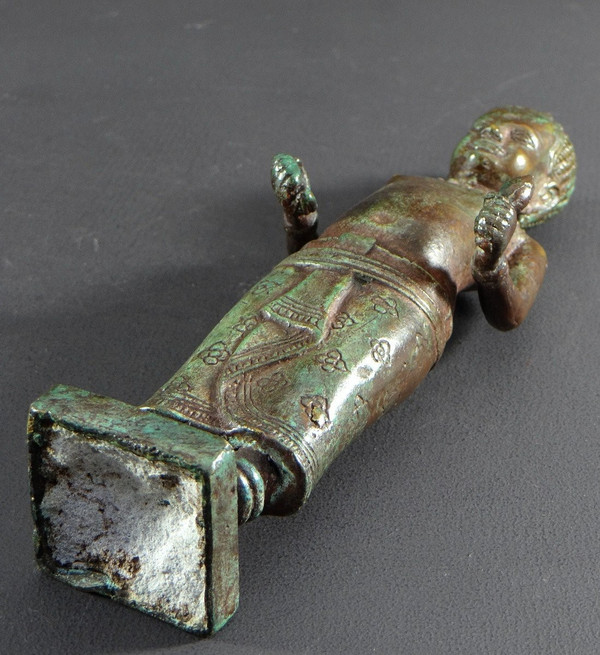 Cambodge, Peuple Khmer, Fin Du XIXème Siècle, Statue De Vishnu (vishnou) En Bronze.